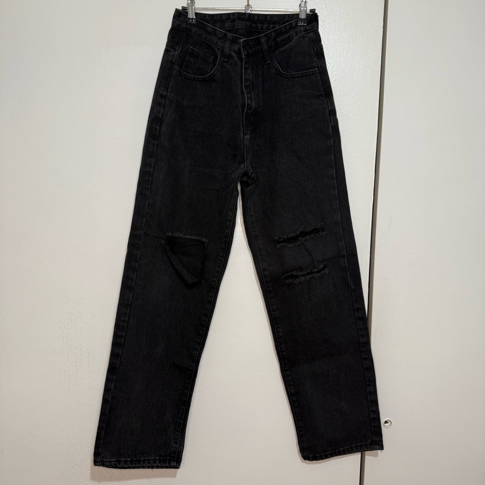 SHEIN Women Black Straight Jeans